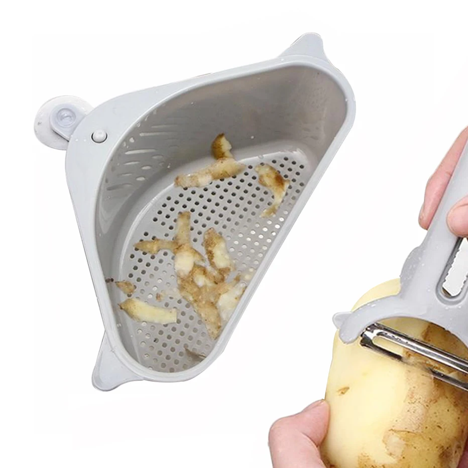 Basedidea Kitchen Sink Drainer Soap Sponge Storage Basket Corner Suction Cup Strainer Rack Kitchen Organizer Bags Baskets Aliexpress