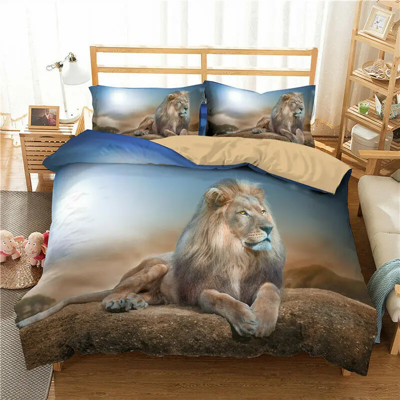 Lion Bedding Set 2/3Pcs Duvet Cover & Pillowcase(s) 3D Printed Quilt Cover Home Textile Gift 