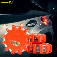 3x 비상 안전 플레어 마그네틱 15 LED 9 모드 도로 플레어 경고 깜박이 야간 조명 자동차 보트 앰버 라이트