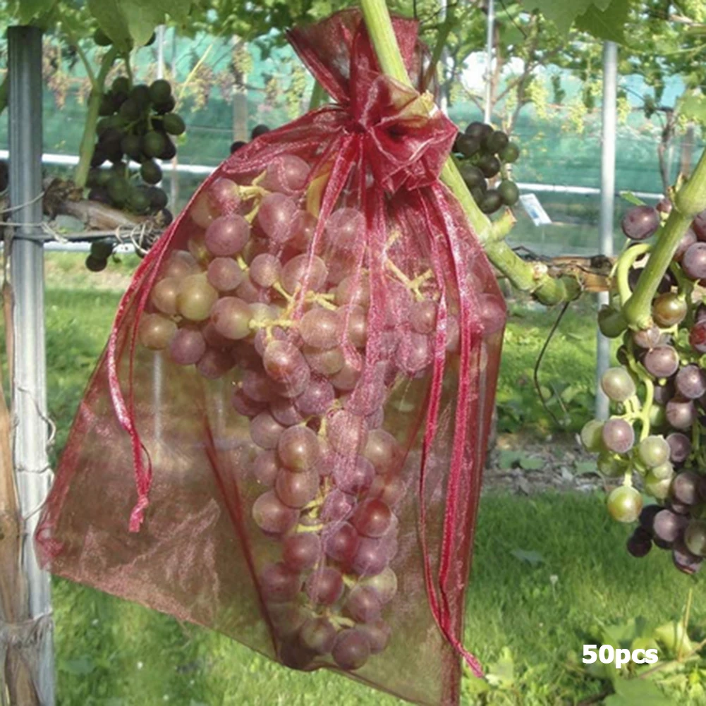 100pc-Garden-Anti-Bird-Vegetable-Grapes-Fruit-Grow-Bag-Plants-Protection-Bag-Drawstring-Net-Plant-Protective.jpg 100 Db Kert Kerti Madárgátló Zöldségszőlő Gyümölcs Termesztési Táska - Image 6