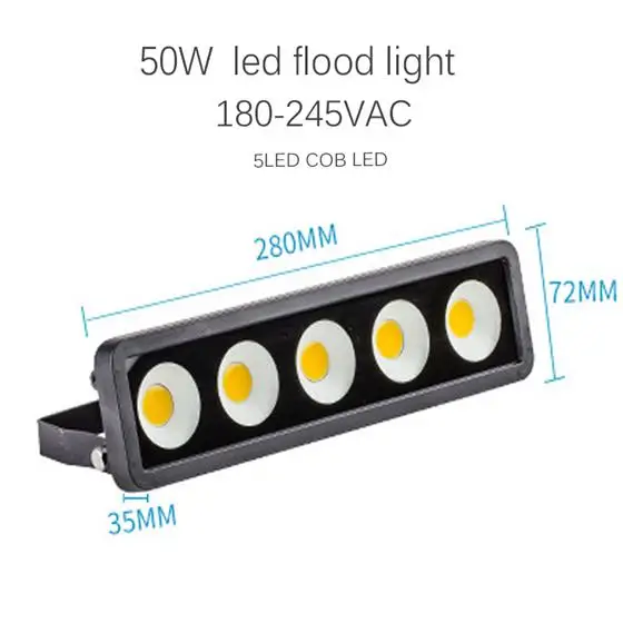 50W 5LED COB 50 Вт, 100 Вт, IP66, водонепроницаемый проектор, светодиодная лампа, светодиодный прожектор, светильник для пейзажа, настенный, для улицы, для дома, светильник ing, 180-240 В, точечный светильник - Испускаемый цвет: 50W 5LED COB