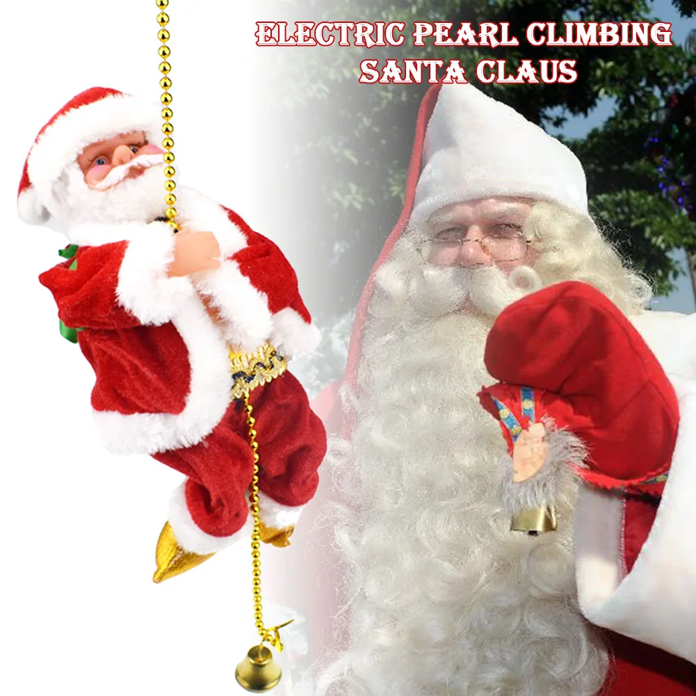 Electric Animated Climbing Santa Claus On Beads Chain Musical Moving Figure  Christmas Ornament New Design - Electronic Plush Toys - AliExpress