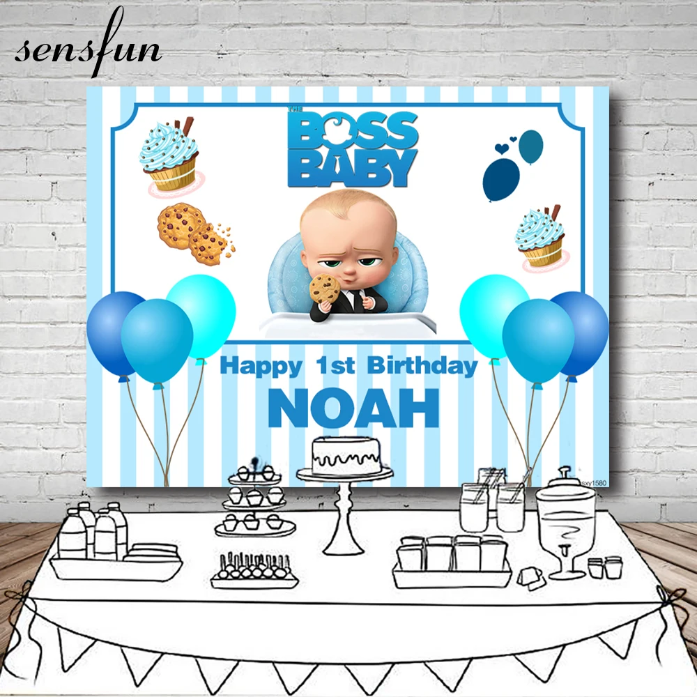 

Sensfun Little Men Boss Baby Backdrop For Photo Studio Balloons Cupcake Cookies Boys 1st Birthday Party Photography Backgrounds