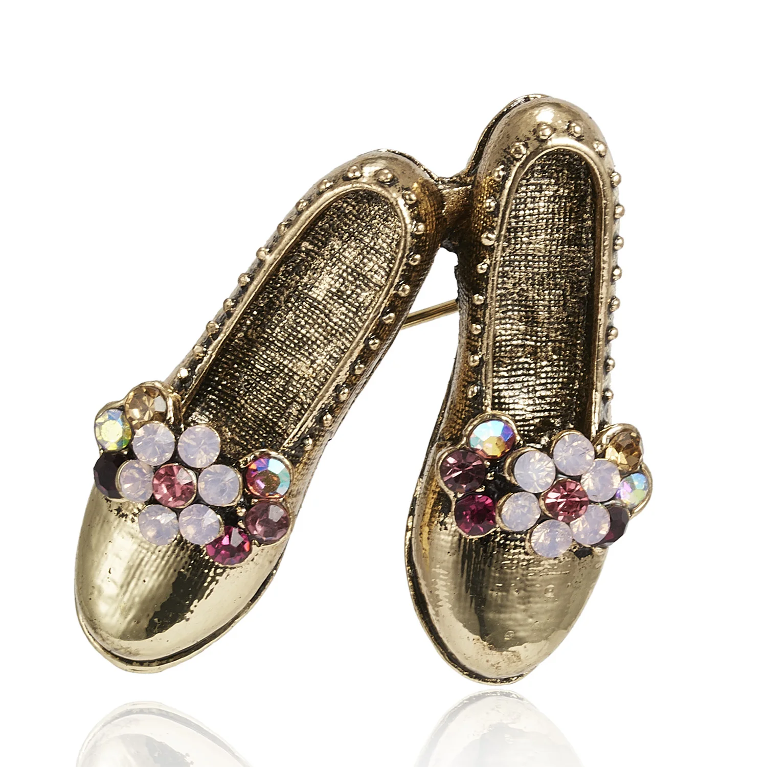 

Rinhoo Creative Design Gold Color Cute Small Hat Shoes Brooches Vintage Rhinestone Alloy Brooch Pin Fashion Gift for Women Men