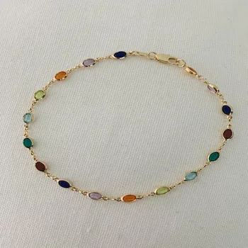 Rainbow Color Crystal Anklets Bracelets for Women Ethnic Style Chain Anklet 2021 Fashion Simple Charm Foot Jewelry Ladies Gifts