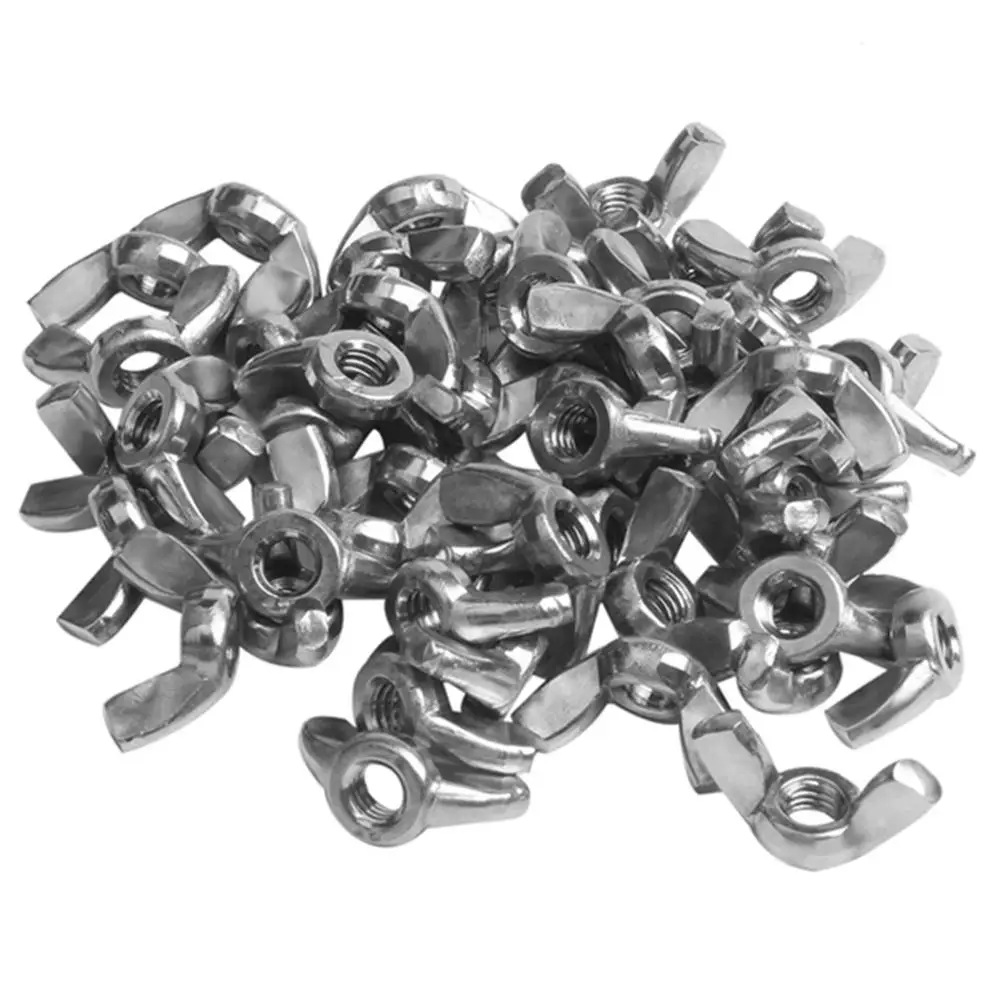 

High Quality M6 Stainless Steel Wing Butterfly Nut silver tone 50pcs
