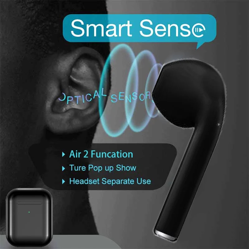 Blackpods i800 Super Copy Air 2 Bluetooth Earphones 5.0 Pops-up 46g Smart Light Sensor 1:1 Headsets Wirless Charger 1536p 3.5h