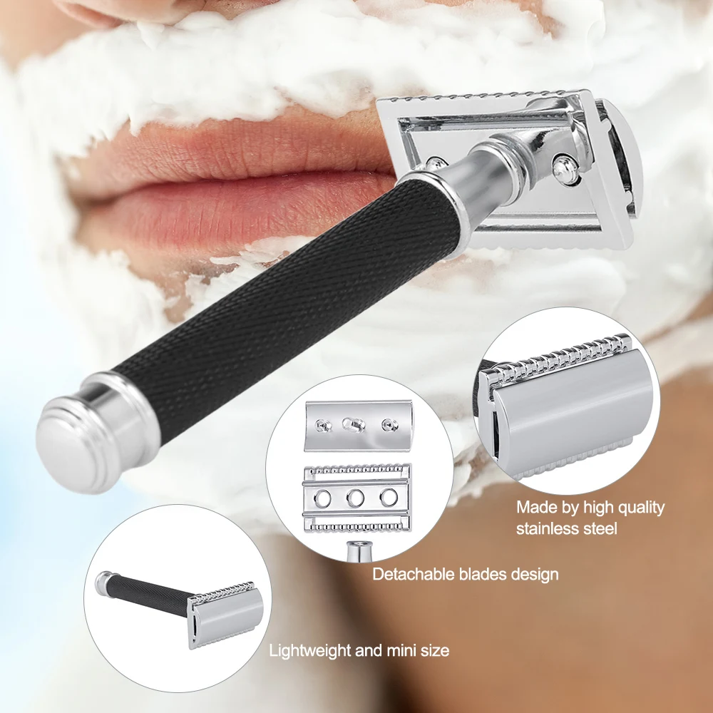 

Double Edge Safety Razor Stainless Steel Manual Shaving Razor Long Handle Traditional Razor Hair Removal Tools