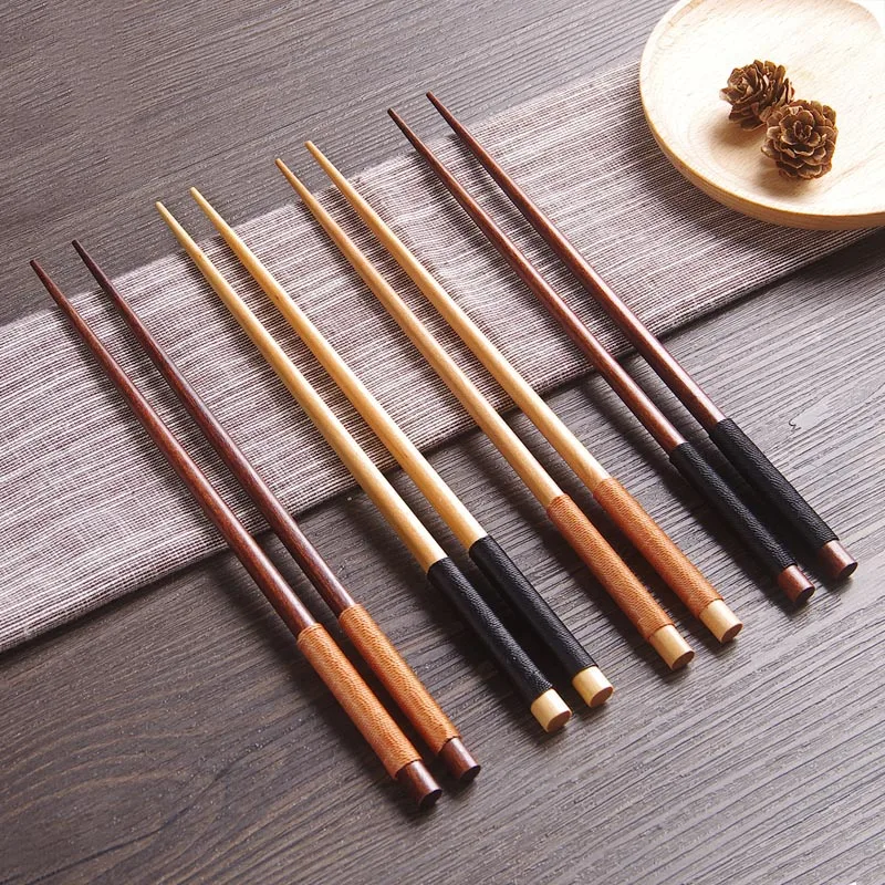

5 Pairs Vintage Japanese Chopsticks Set Natural Wood Korean Chopstick Sushi Ramen Sticks Food Holder Portable Reusable Tableware