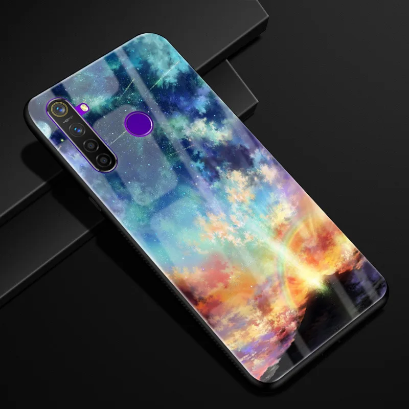 Для OPPO Realme 5 pro Чехол 6,3 ''стекло Жесткий чехол для OPPO Realme5 чехол для телефона силиконовый бампер Fundas Coque Realme 5pro - Цвет: 2