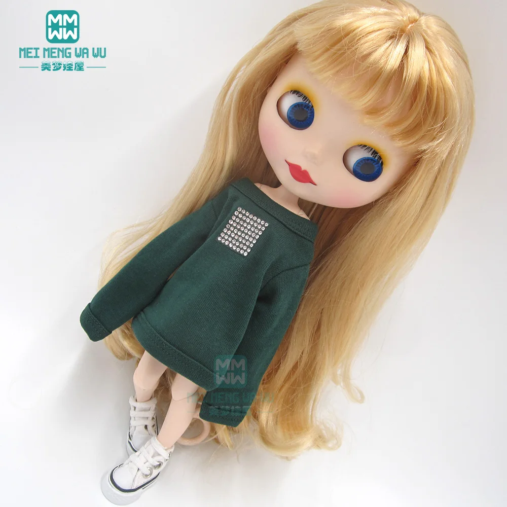 1 шт. одежда Blyth Doll модная расшитая блестками футболка белый, черный, коричневый, темно-зеленый для Blyth Azone1/6 Аксессуары для кукол