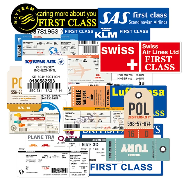 10/30PCS Boarding Pass Air Tickets Graffiti Stickers DIY Travel Luggage Guitar Laptop Waterproof Classic Cool Stickers Kid Toy 2