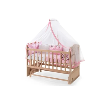 

Bamgidoo baby cradle wooden cradle organic 60x120 with cradle bed and pink princess sleeping set made in Turkey