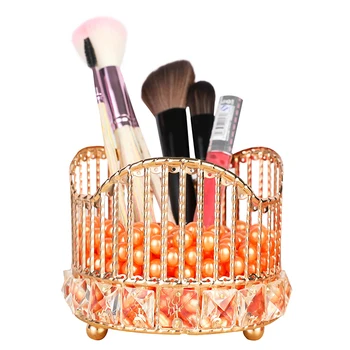 

Hot New Fashion Europe Style Crystal Makeup Brush Tub Eyebrow Pencil Organizer Crystal Beads Jewelry Storage Box Home Decoration