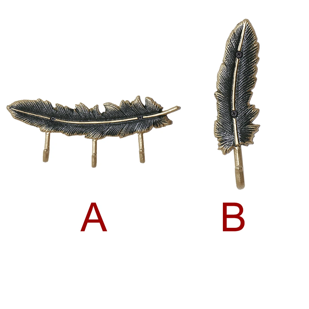 Iron Structure Behind Door Bathroom Easy Install Space Saving Hook Rustproof Antique Wall Mounted Decorative Home Feather Shape