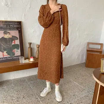 

HziriP Stylish 2019 Polka Dots All-Match Sweet Elegant Chic Autumn V-Neck Women Gentle Cute Fashion Girls Female Long Dresses