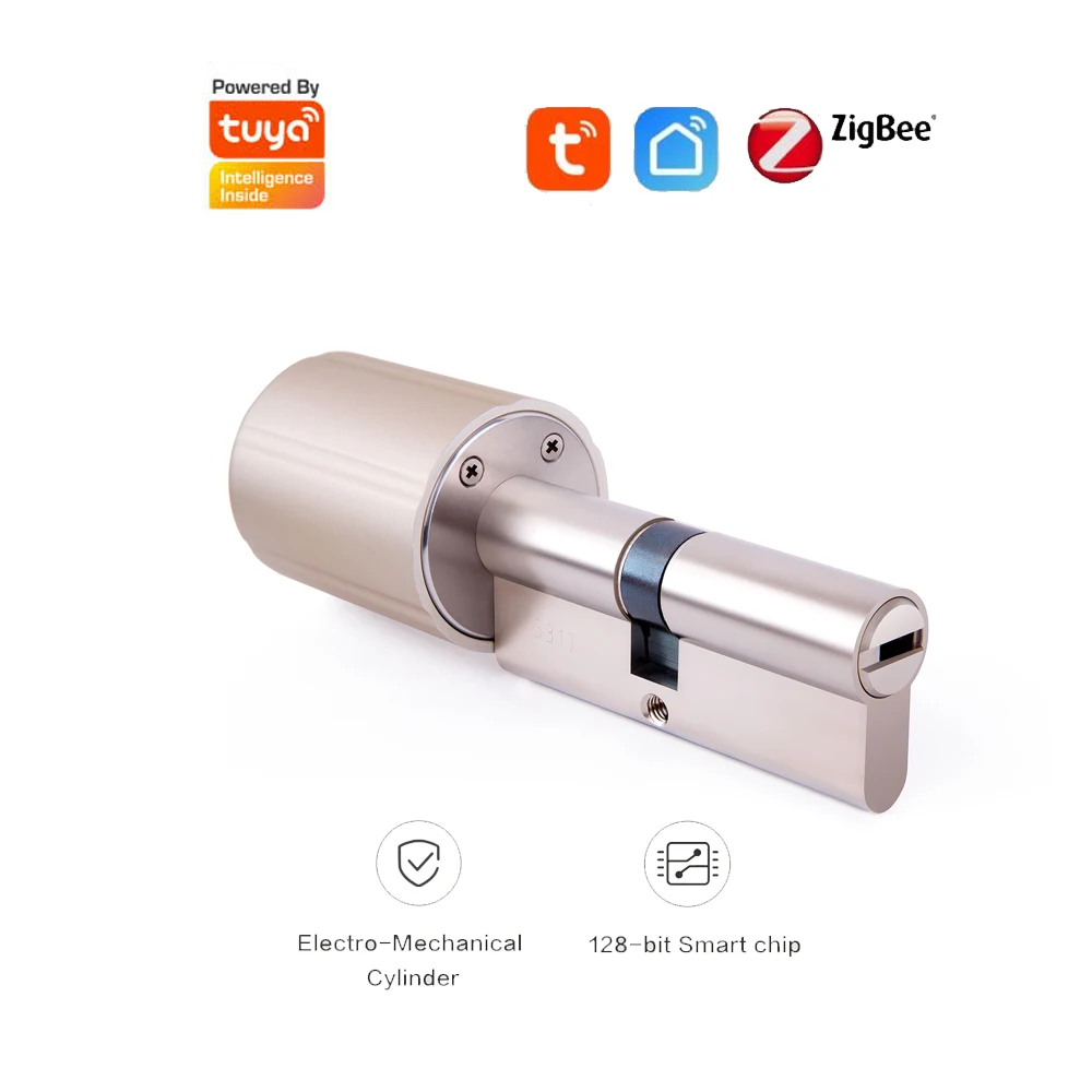 US $35.78 Tuya Smart Lock Cylinder Ekeys Wireless WIFI Zigbee Lock Core Intelligent Encryption Door Lock for EU Lock Smart Home