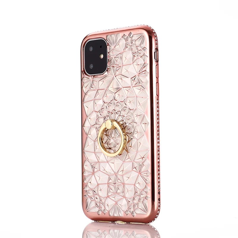 Блестящий Алмазный чехол для телефона для iPhone 11 Pro Max, прозрачный мягкий чехол с кольцом и подставкой из ТПУ для iPhone 11 X XS MAX XR, чехол