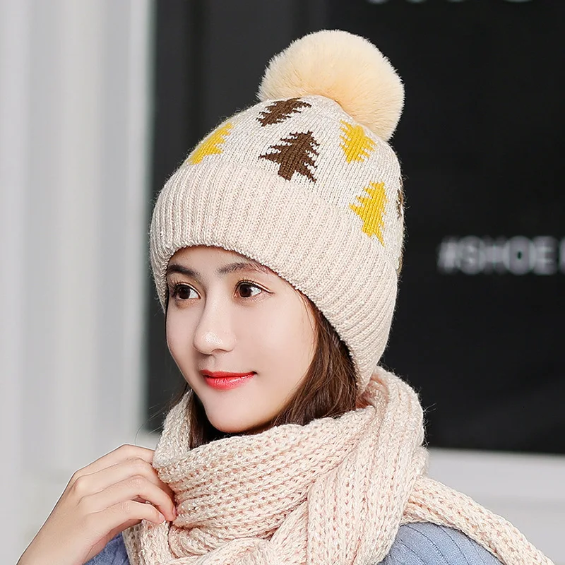 beige Зимняя Лыжная шапка теплые шляпки из шерсти женские шапочки Skullies качество Gorros Hombre шапка для сноуборда Gorros De Lana Рождественская шапка - Цвет: beige