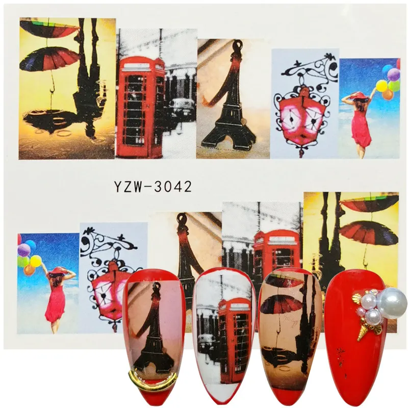 Full Wrap Nail Art Slider Transfer Water Decals Eiffel Tower Sticker Balloon Watermark Decor Sexy Girl Summer | Красота и здоровье