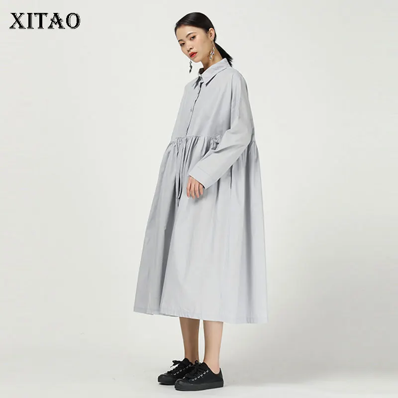 XITAO плиссированное платье размера плюс модное новинка 2020 весеннее лоскутное