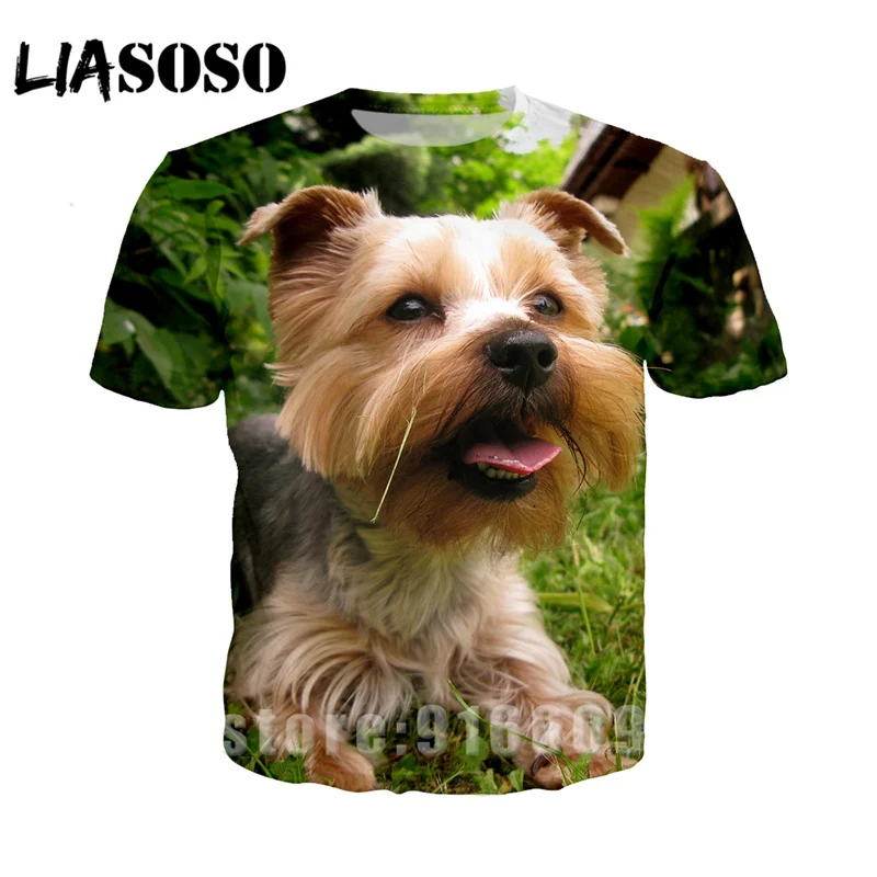 

Fashion t-shirt 3D print animal dog Yorkshire Terrier Men women Anime rock streetwear t shirt Harajuku Shirts Short Sleeve A261