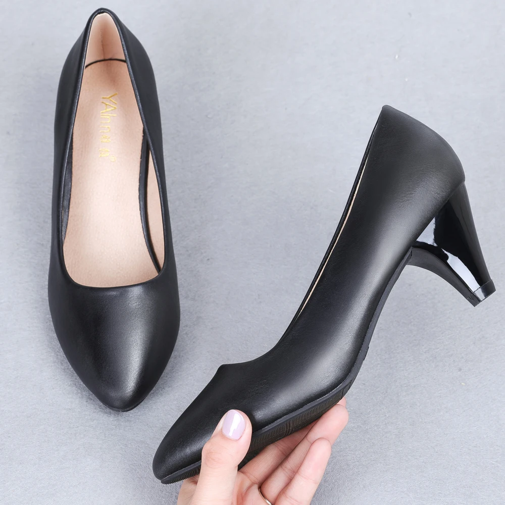 

YALNN Women High Heels Shoes black Ladies Bridal Shoes Basic Spike Heels Microfiber Pointed Toe Shoes Woman Slip-On for Woman