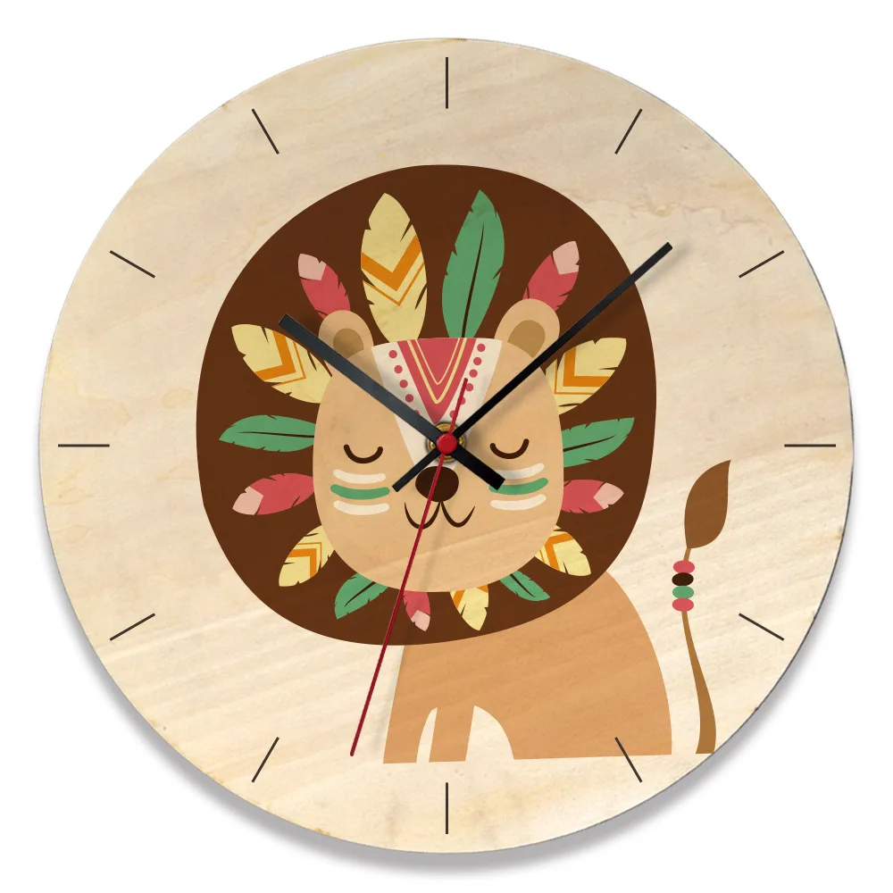 

12inch Icon number Design Round Wooden Digital Wall Clock Fashion Silent Living Room Wall Decor Home Decoration Watch Wall Gift