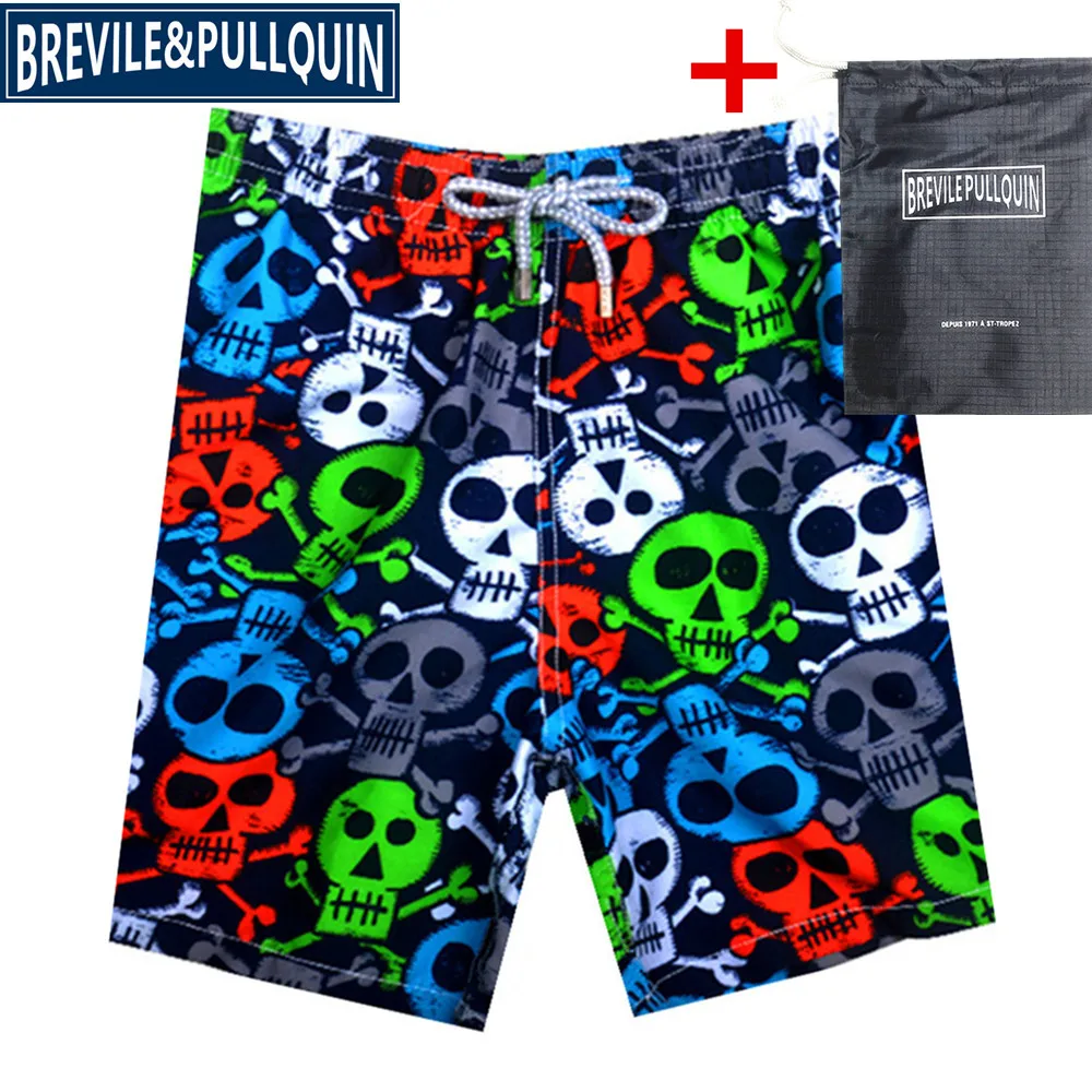 U Быстросохнущая спортивная одежда бермуды бренд Brevile pullquin пляжные шорты для мужчин купальный костюм черепахи мужские плавки+ подарочная сумка - Цвет: U