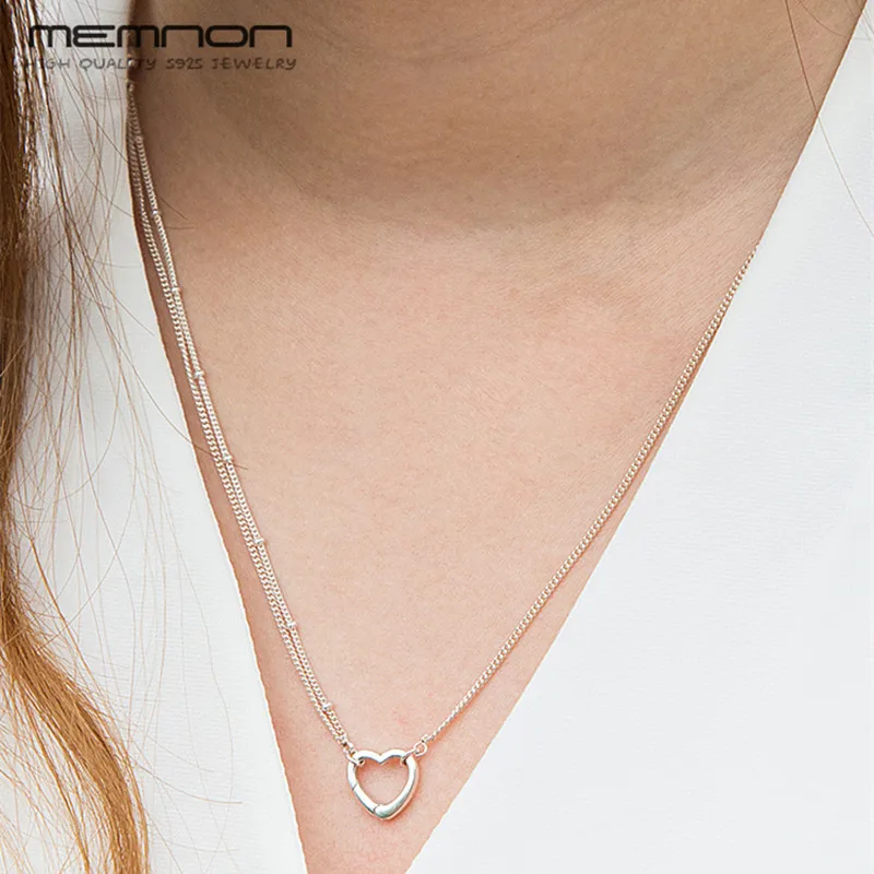 Memnon, тонкое Стерлинговое Серебро, подвеска с открытым сердцем для женщин, серебро 925 пробы, звено цепи, ожерелье, серебро 925, ювелирное изделие