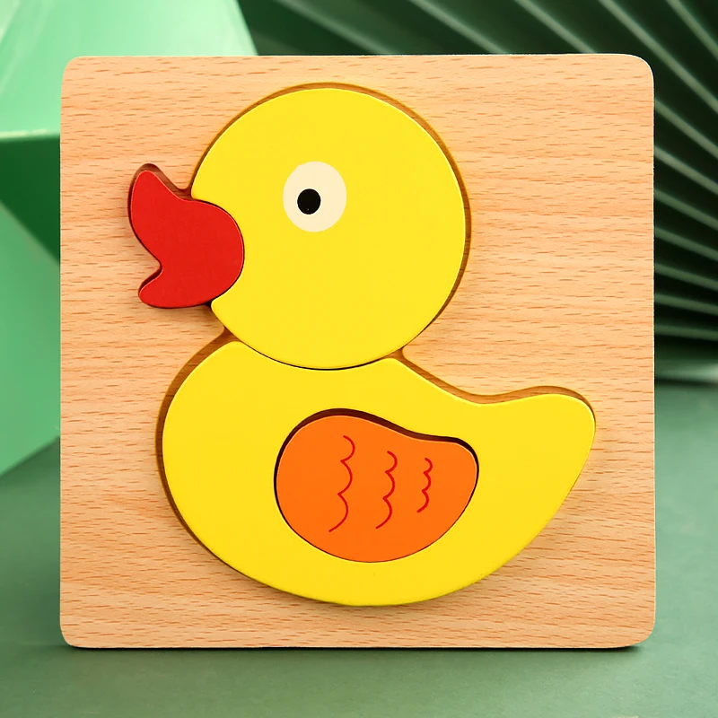 High Quality 3D Wooden Puzzles Educational Cartoon Animals Early Learning Cognition Intelligence Puzzle Game For Children Toys 17