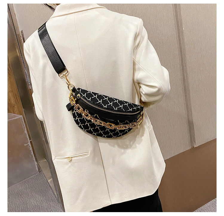 Riñonera de diseñador para mujer, bolso de de alta cadena gruesa, bolsa cruzada de pecho, cinturón, novedad de - AliExpress