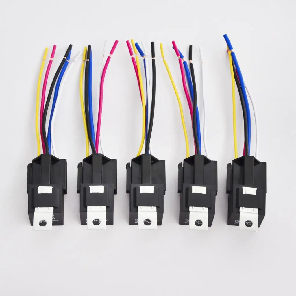 

H2CNC 5 PCS Relays Sockets FOR Lighting Remote Start Trunk Popup SPDT 12 Volt 30/40 Amp Heavy Duty 5 Wire Relay and Socket