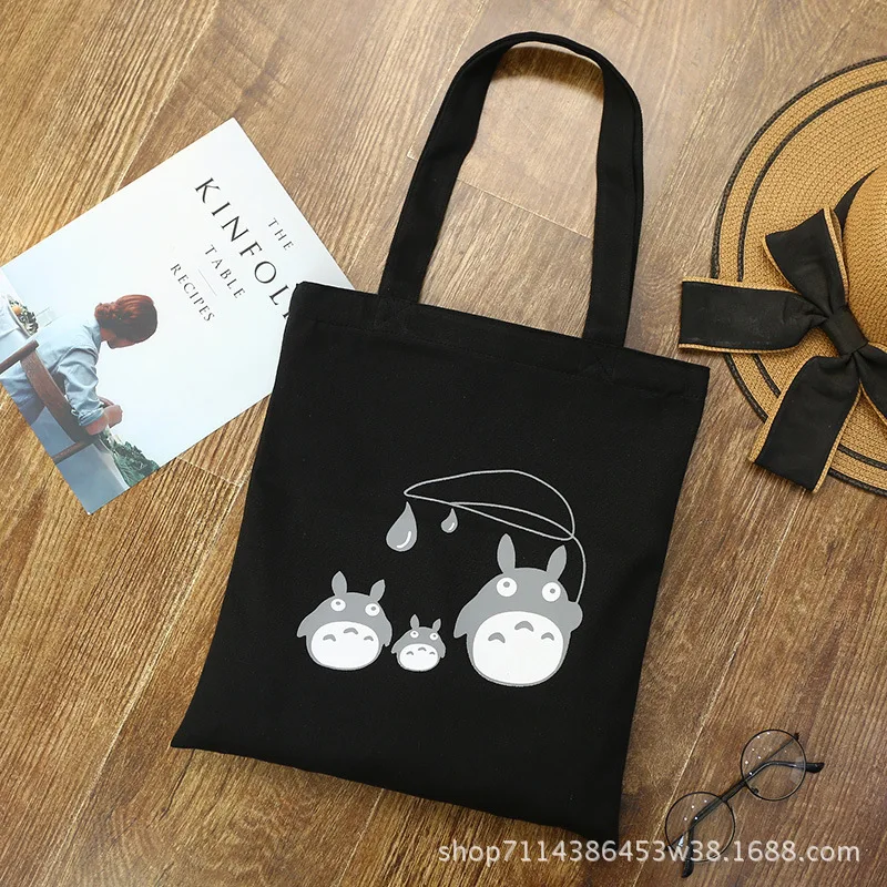 Totoro напечатанная Экологически чистая сумка для покупок в Корейском стиле, художественная Одиночная сумка тканевая через плечо Customizabl