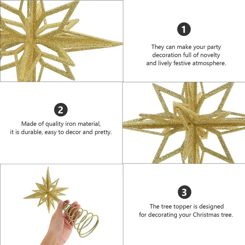Gold/Silver Glitter Christmas Tree Top Iron Star Christmas Decorations For Home Xmas Tree Ornaments Navidad New Year christmas tree decoration christmas star decoration