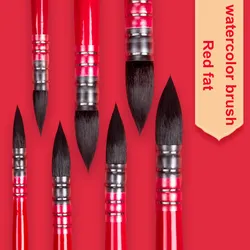 Stylo à aquarelle rond et pointu en Nylon, brosse à aquarelle en poils d'écureuil avec tige rouge, fournitures d'art professionnelles 