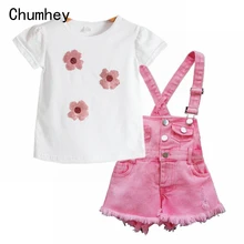 Chumhey/Детские комбинезоны для девочек; летние джинсовые шорты на подтяжках для девочек; розовые джинсы; детская одежда; Kawaii Bebe; комбинезон; детская одежда