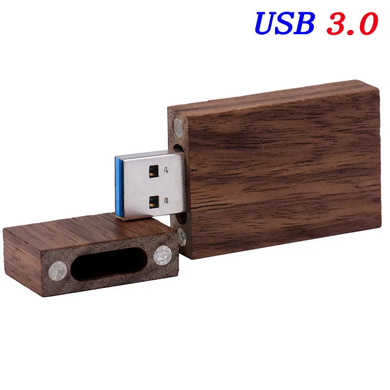 SHANDIAN USB 3,0 деревянный блок USB флэш-накопитель Красная деревянная Флешка 4 ГБ 8 ГБ 16 ГБ 32 ГБ 64 ГБ U диск подарок(более 10 шт. бесплатный логотип - Цвет: Walnut wood with box