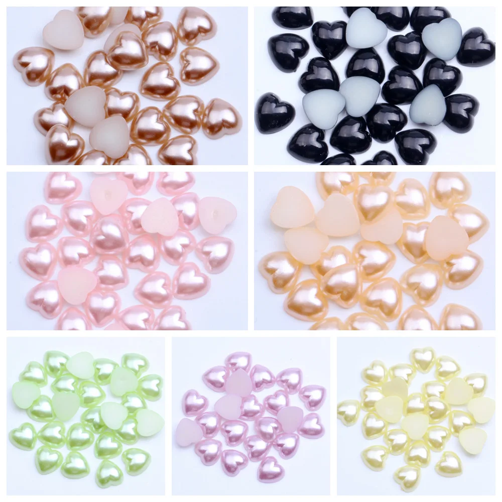 Half Pearls Imitation Flatback Heart Shape 10mm 12mm 16mm Glue On Resin  Pearls White Ivory For Crafts Scrapcooking Shoes - AliExpress