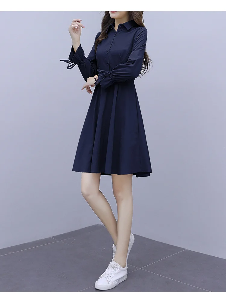 Осенняя женская одежда, стиль, модное корейское Стильное элегантное женское платье, облегающее, с расклешенными рукавами, трапециевидная юбка Sh