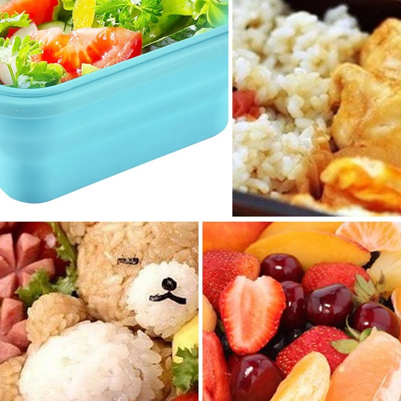 Открытый силиконовый Ланч-бокс квадратный Bento box холодильник герметичный ящик для хранения свежий ящик удобный складной переносной ящик с крышкой