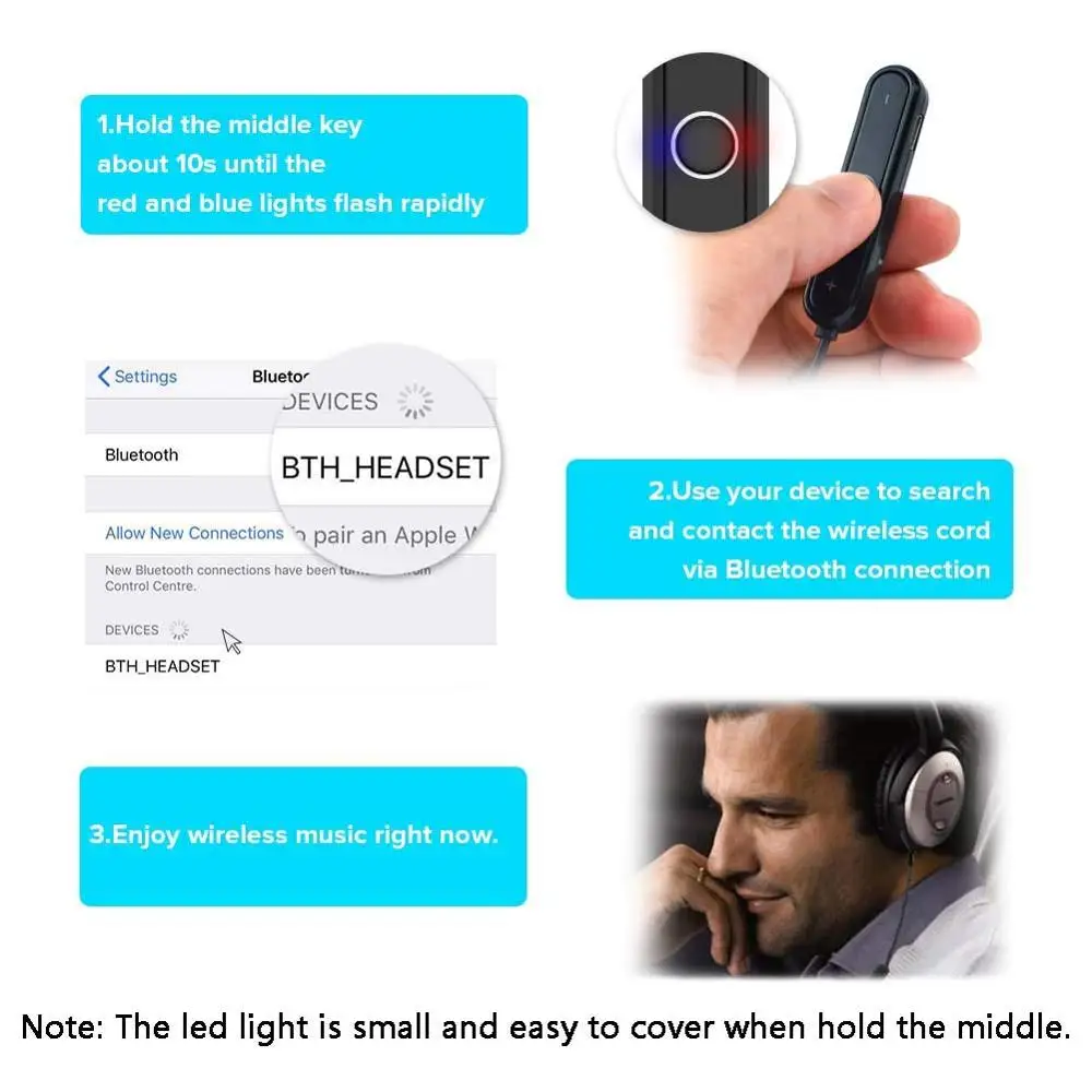 Portable Bluetooth 5 0 A2DP Handsfree Stereo Audio Adapter Wireless Music Receiver for Bose Around Ear AE2 AE2i Headphones