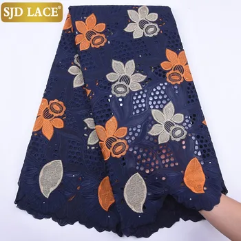 

SJD LACE Black Swiss Voile Lace In Switzerland African Lace Fabric 2020 New Arrivals Punching Cotton For Wedding Party Sew A1964