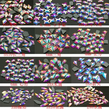 

60pcs AB Crystal Rhinestones Mix Multishape Flat Back Hotfix Rhinestones / Iron On Flat Back AB Crystals For Nail Glass Diamond