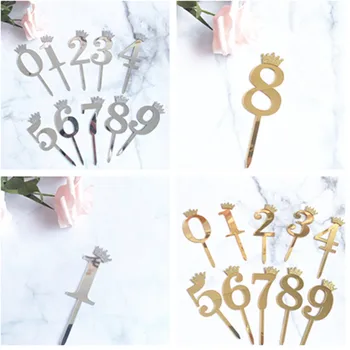 

Baking Cake Decoration Golden Trumpet Crown Digital Acrylic Cake Insert Birthday Dessert Dress Up