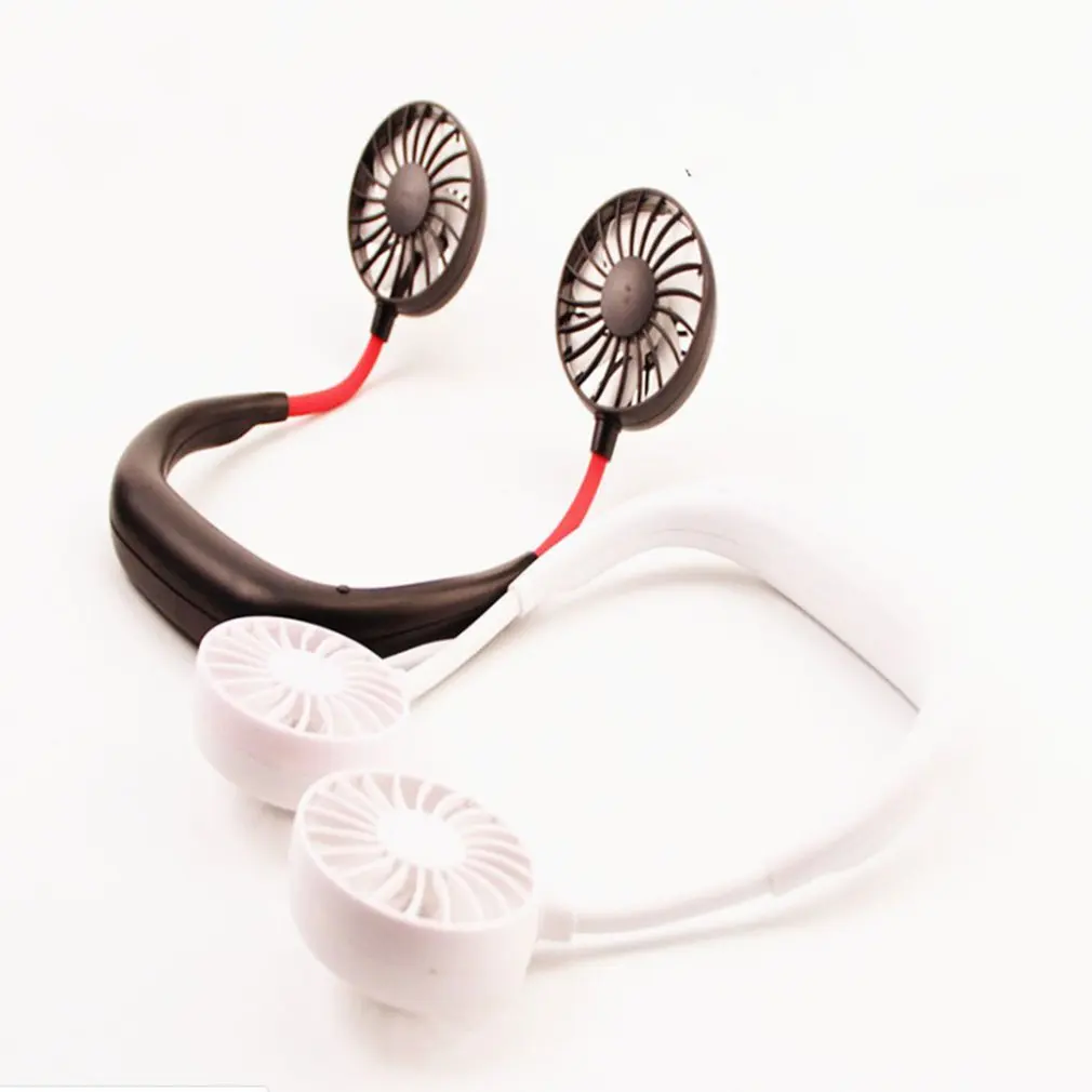 Summer Hands free Neck Band Hanging Usb Rechargeable Dual Fan Mini Air Cooler Portable Speed Adjustable 3