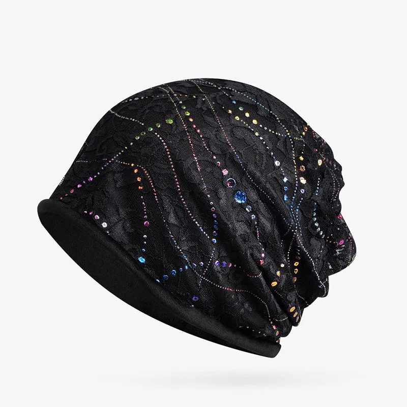 Женские шапочки Skullies, женские кружевные вязаные шапки, модные осенне-зимние шапки, женские бархатные теплые шапочки двойного назначения
