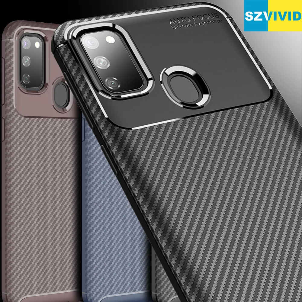 

Carbon Fiber Case For Samsung Galaxy M30s TPU Silicone Protector fibre Cover