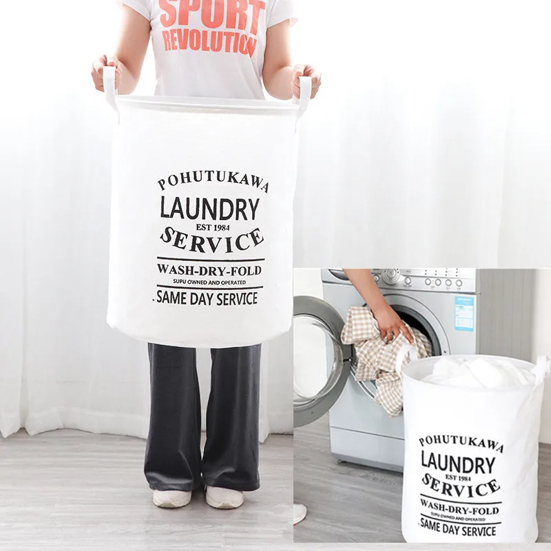 

40*50cm Europe and America large letters foldable waterproof dirty clothes storage basket cotton linen art toy storage bucket fi