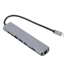 Hub di tipo C 8 in 1 dock di espansione multifunzione hub USB convertitore HDMI PD scheda di rete di ricarica 3.0